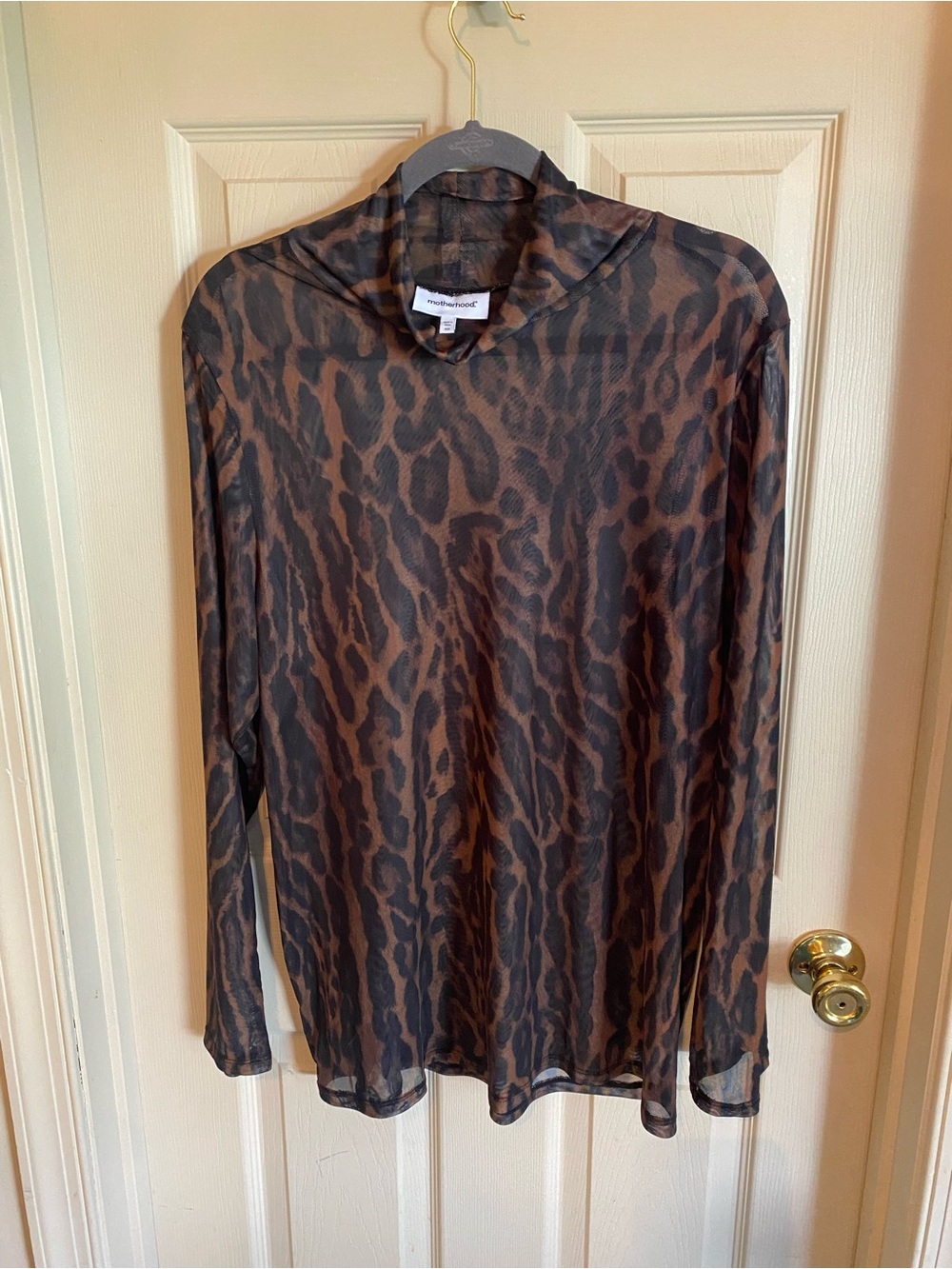 Motherhood Maternity Brown and Black Leopard Print Long Sleeve Top